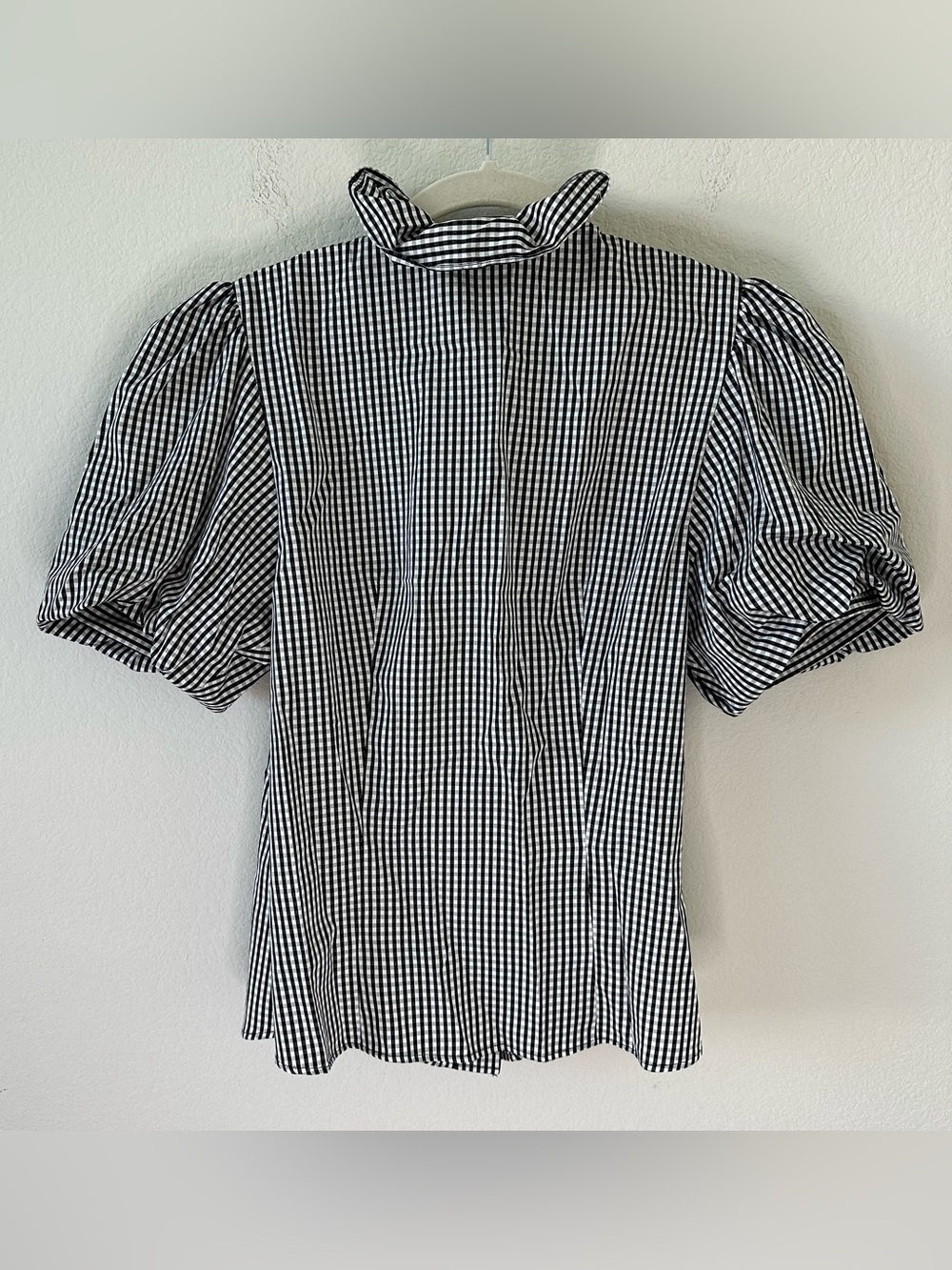 HUNTER BELL Gingham Black White Ruffle Blouse SZ XS - Picture 4 of 4